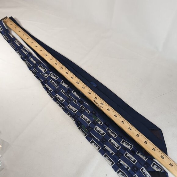 Arrow Trump 2 Set 100% Silk Tie Men's Neck Blue Geometric Pattern Solid - Picture 11 of 12